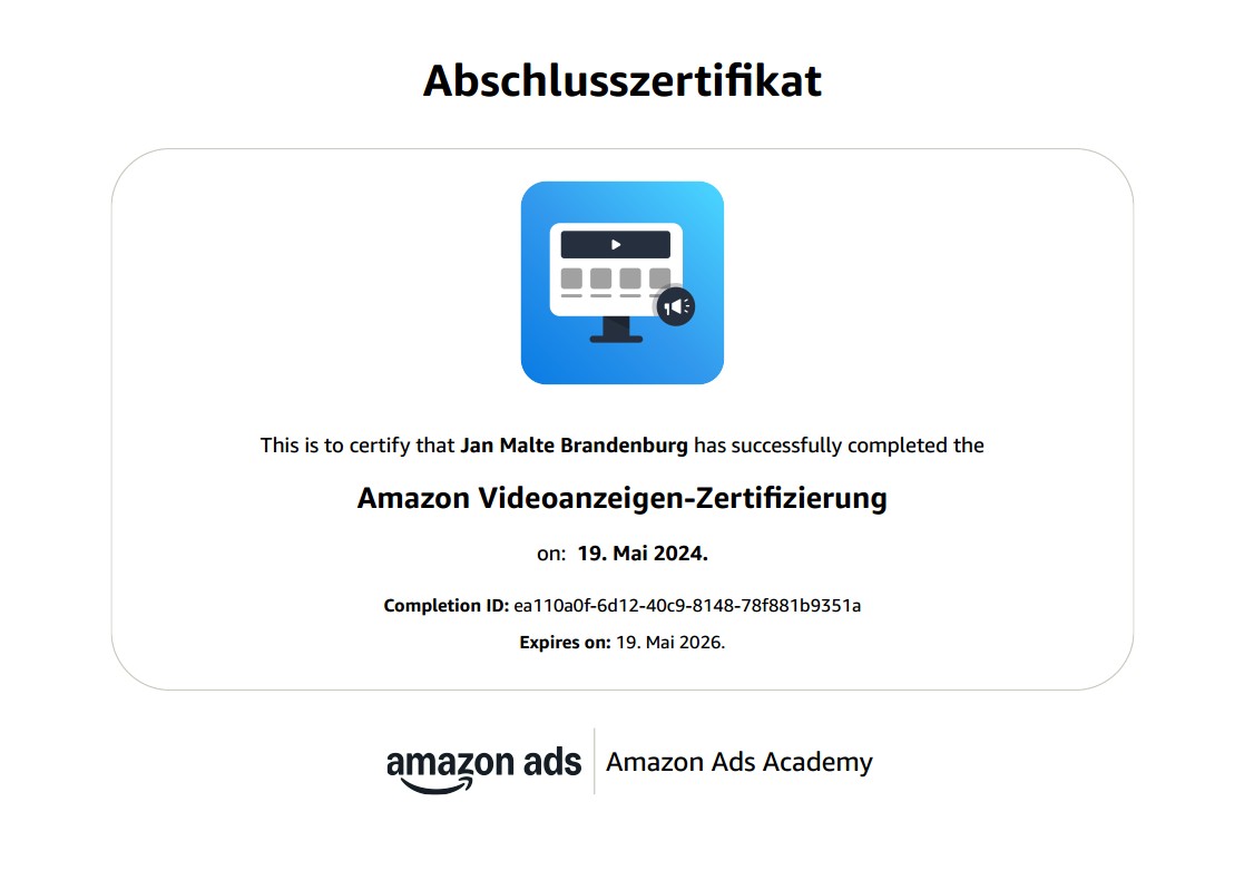 Zertifizierung für Amazon 2025