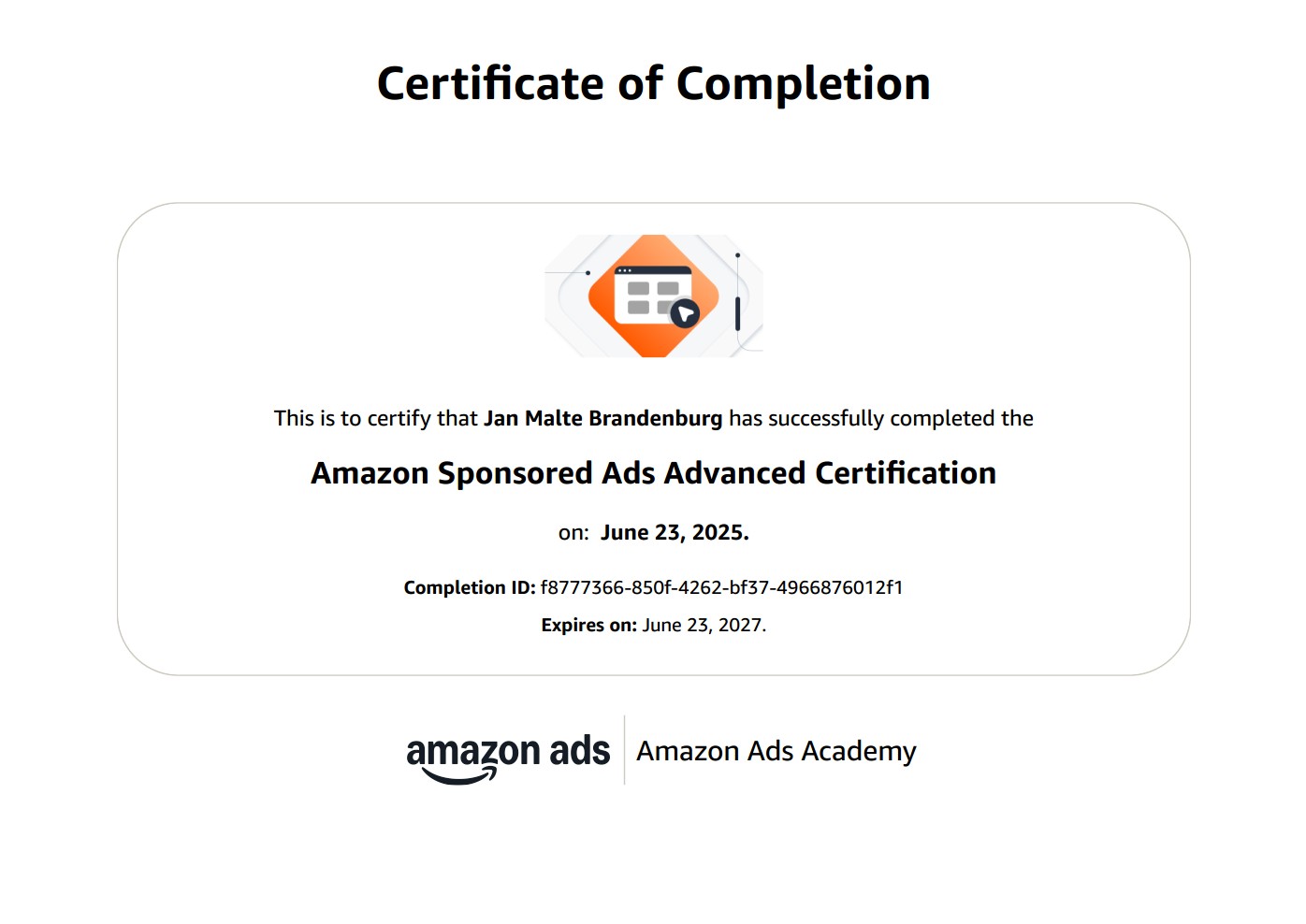 Zertifizierung für Amazon 2025