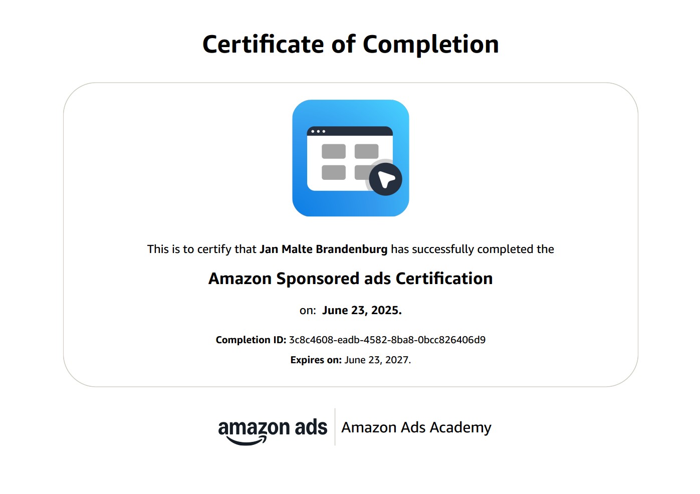 Zertifizierung für Amazon 2025